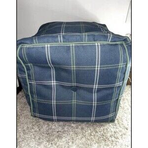 18"x18" Button Tuft Outdoor Patio Pouf Blue - Threshold designed with Studio